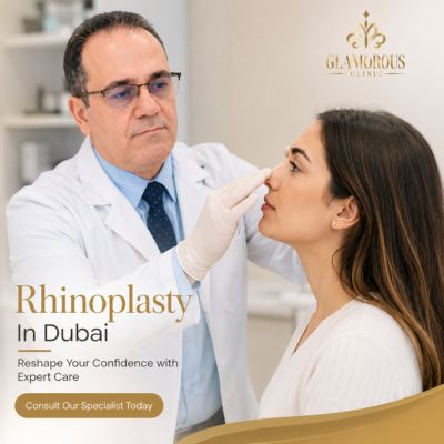 our senior surgeon checking the patient for Rhinoplasty in Dubai