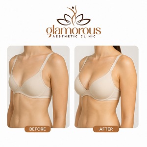 Before and after Breast Augmentation surgery at Glam Clinic Dubai